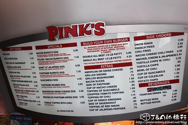 【美國西岸♥Universal City】Pink’s Hot Dogs–三條培根搭起司肉醬熱狗堡=熱量爆表的美食!